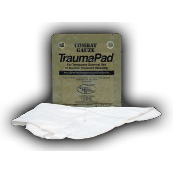 QuikClot Combat Gauze Trauma Pad (12" x 12", Single Wrap, Case o
